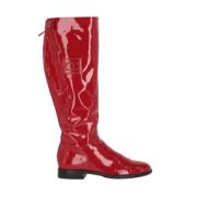 Pre-owned Leather boots Chanel Vintage , Red , Dames