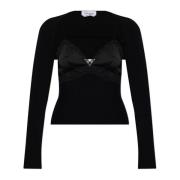 Top met aangehechte mouwen Blumarine , Black , Dames