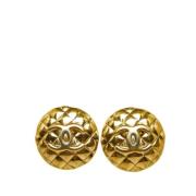 Pre-owned Metal earrings Chanel Vintage , Yellow , Dames