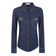 Denim Overhemd Valentino Garavani , Blue , Dames