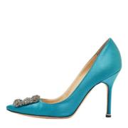 Pre-owned Satin heels Manolo Blahnik Pre-owned , Green , Dames