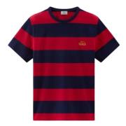 Gestreept Katoenen T-shirt Rood Woolrich , Multicolor , Heren