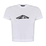 Korte T-shirt met logo Dsquared2 , White , Dames