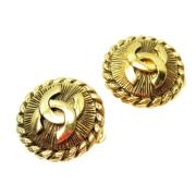 Pre-owned Metal earrings Chanel Vintage , Yellow , Dames