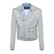 Denim bikerjack Balmain , Blue , Heren