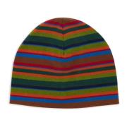 Groene Fleece Beanie met Multicolor Strepen Gallo , Multicolor , Unise...