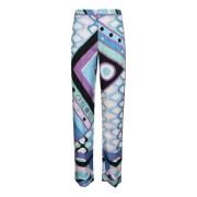 Blauwe Broek Damesmode Ss24 Emilio Pucci , Multicolor , Dames