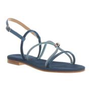 Velvet Sandalen met Microkristallen in Blauw Paola Fiorenza , Blue , D...