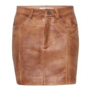 Bruine Vervaagde Leren Rok Shorts & Knickers Gestuz , Brown , Dames