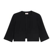 Korte Bolero-jas van Satijnstof Oltre , Black , Dames