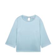 Satin blouse met driekwartmouwen Oltre , Blue , Dames