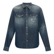 Navy Blauw Shirt Dsquared2 , Blue , Heren