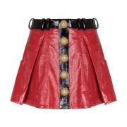 Geplooide lakleren rok Balmain , Red , Dames