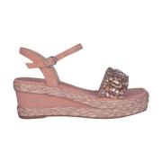 Rhinestone Wedge Sandaal met Gevlochten Band Alma EN Pena , Orange , D...