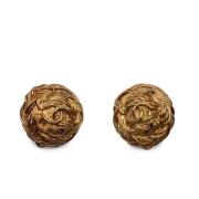 Pre-owned Metal earrings Chanel Vintage , Yellow , Dames