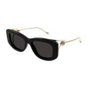 Vierkante Acetaatframe Dames Zonnebril Gucci , Black , Dames