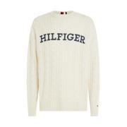 Heren Cable Monotype Pullover Tommy Hilfiger , White , Heren