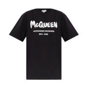 T-shirt met logo Alexander McQueen , Black , Dames
