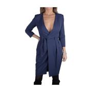 Viscose V-hals Jurk met Riem en Zakken Elisabetta Franchi , Blue , Dam...