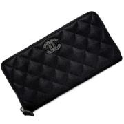 Pre-owned Leather wallets Chanel Vintage , Black , Dames