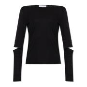 Lange mouwen top met split Helmut Lang , Black , Dames