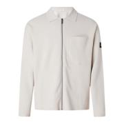 Heren Katoenen Zip Overshirt Calvin Klein , Beige , Heren