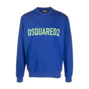 Zwarte Katoenen Sweatshirt voor Heren Dsquared2 , Blue , Heren