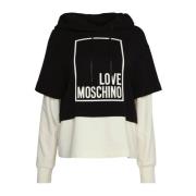 Bicolor Hoodie met Logo Moschino , Black , Dames