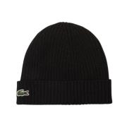 Zwarte Beanie Muts Lacoste , Black , Heren