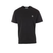 Zwart Katoenen Jersey Logo T-shirt Stone Island , Black , Heren