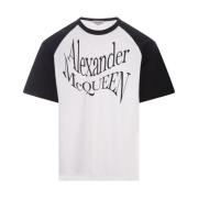 Verwrongen Logo Crew Neck T-shirt Alexander McQueen , White , Heren
