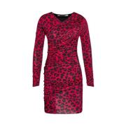 Rode en zwarte luipaardprint jurk Love Moschino , Multicolor , Dames