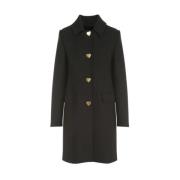 Wollen jas met hartknopen Love Moschino , Black , Dames