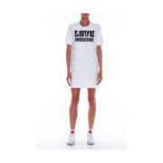Katoenen T-shirt met Logo Print op Voorkant Love Moschino , White , Da...
