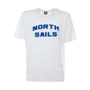 Witte Katoenen T-shirt met Blauwe Logoprint North Sails , White , Here...