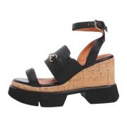 Wig Sandalen met Rubberen Zool Emanuelle Vee , Black , Dames