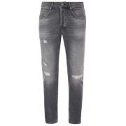 Grijze Dian Jeans met Versleten Voorkant Dondup , Gray , Dames