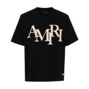 Zwart Logo Print Crew Neck T-shirt Amiri , Black , Heren