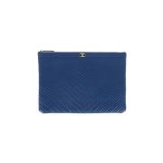 Pre-owned Leather clutches Chanel Vintage , Blue , Dames