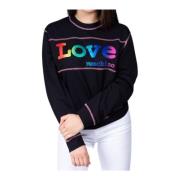 Kleurrijke Logo Sweater met Ronde Hals Moschino , Black , Dames
