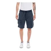 Cargo Bermuda met Trekkoord in de Taille Replay , Blue , Heren