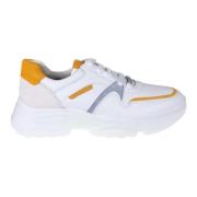 Witte Combi Leren Sneaker Gabor , White , Dames