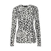 Leopard Print Logo Top Love Moschino , Multicolor , Dames