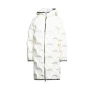 Hart Gewatteerde Capuchon Lange Puffer Jas Love Moschino , White , Dam...