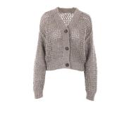 Paillet V-Hals Cardigan Sweaters Brunello Cucinelli , Gray , Dames