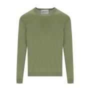 Groene Linnen Katoen Crewneck Jumper Amaránto , Green , Heren