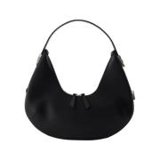 Zwarte Leren Hobo Tas met Verstelbaar Handvat Osoi , Black , Dames