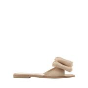 Bruine Raffia Platte Sandalen met Strik Mach & Mach , Brown , Dames