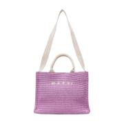 Kleine Natuurlijke Raffia Tote Tas Marni , Purple , Dames