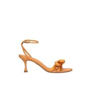 Leren Stiletto Sandalen met Strikdetail Lola Cruz , Orange , Dames